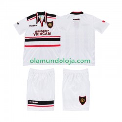 Camisola Manchester United Retro Criança Equipamento Segundo 1998 Manga Curta